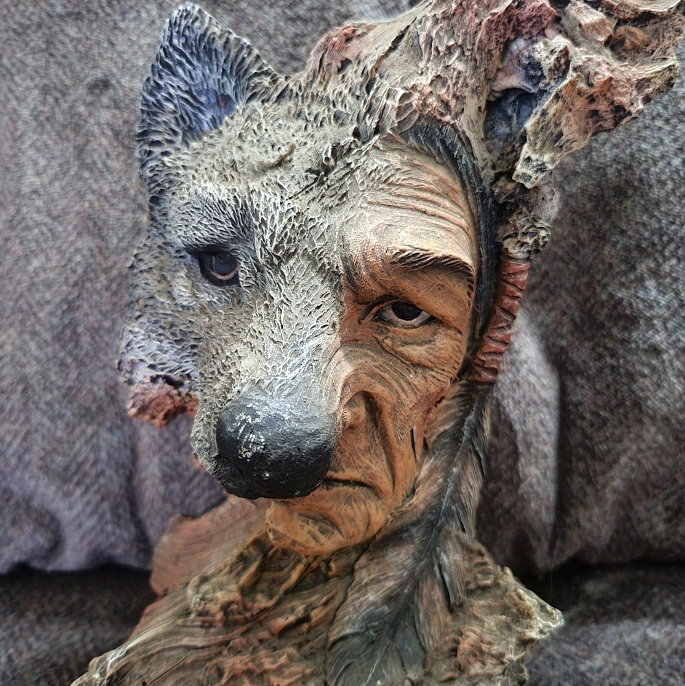 Avery Creations 1995 Resin Wolf Man Figurine Face